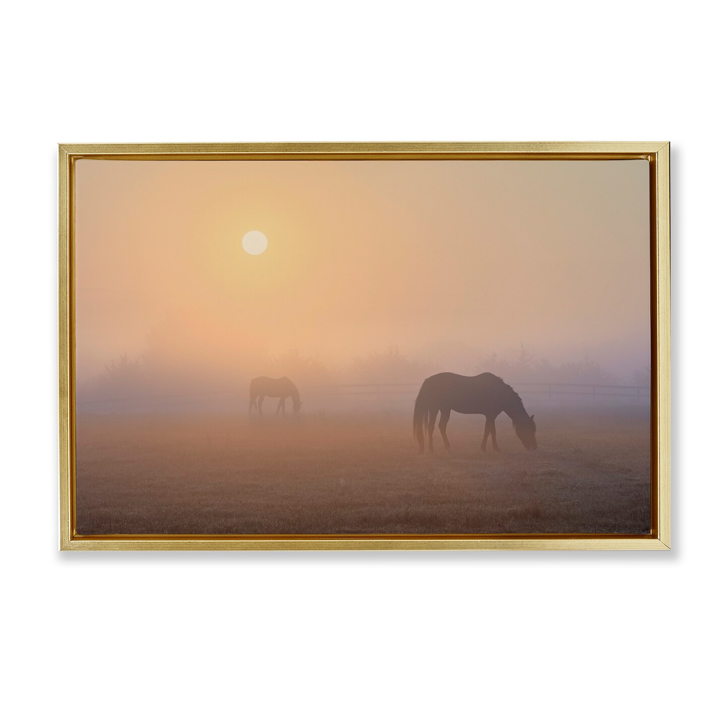 Stupell Industries Misty Sunlit Horses Framed Floater Canvas Wall Art Design by Marty Hulsebos