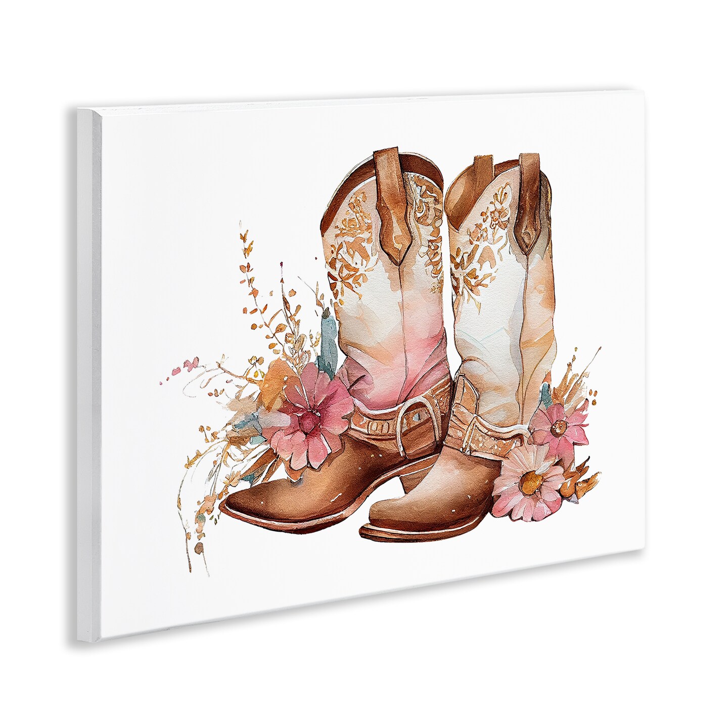 Stupell Industries Blooming Cowboy Boots Wall Plaque Art Design by Birch&Ink