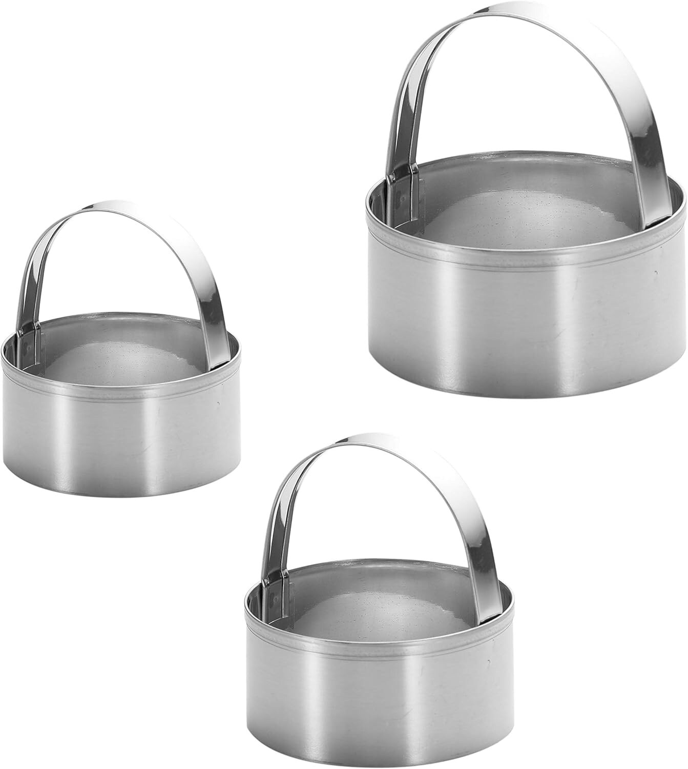 3 Pieces Round Biscuit Cutter with Handle Stainless Steel Round Circle Doughnut Cutter Baking Mold