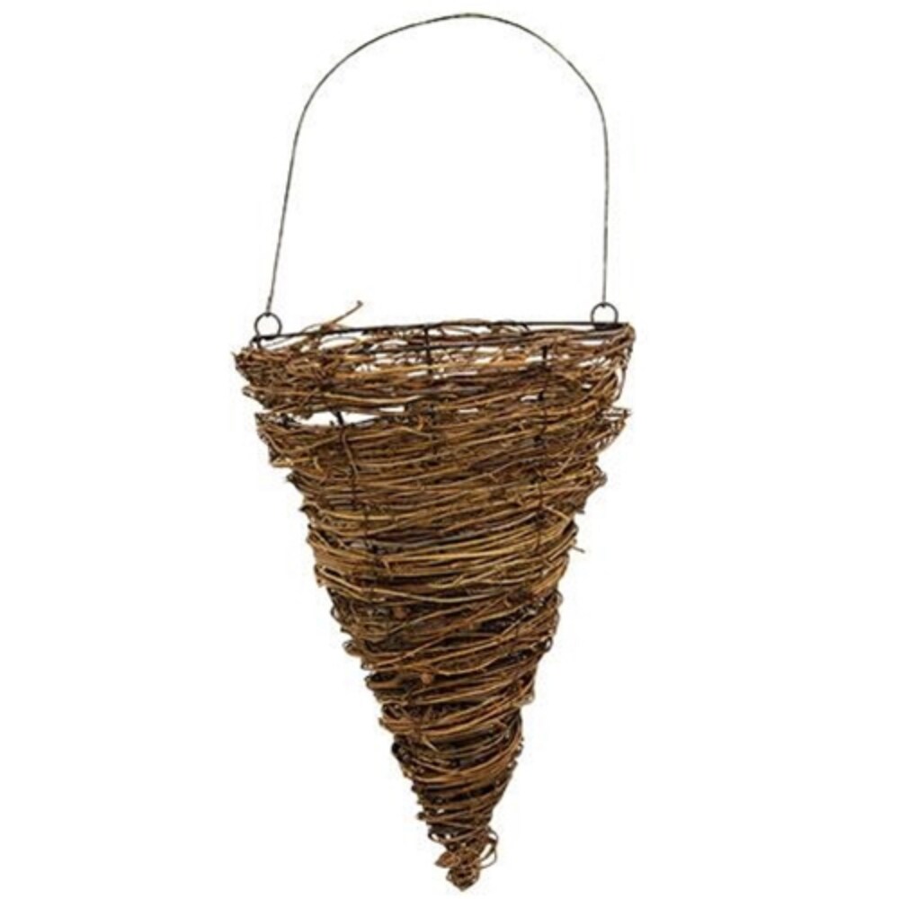 Grapevine Wall Cone Basket With Handle
