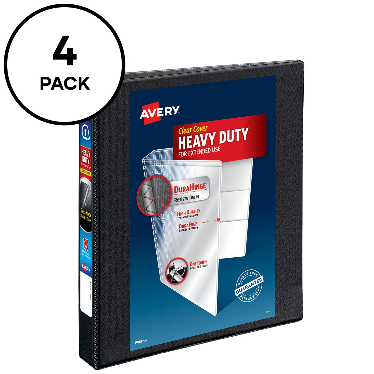 Avery Heavy-Duty View 3 Ring Binder, 1" One Touch Slant Rings (Pack of 4)