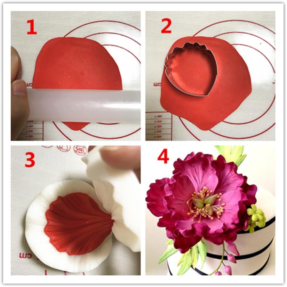 6set Gumpaste Flower and Leaf Silicone Veining Mold Sugarcraft Fondant Flower Making Tools for Wedding Cake Decorating,Chocolate, Sugar,Soap,Gum paste