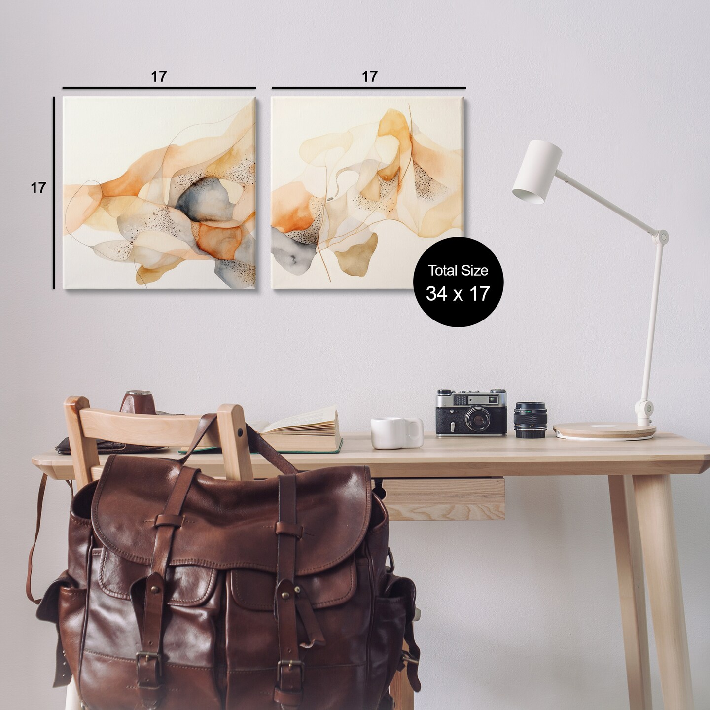 Stupell Industries Abstract Peach Watercolor Shapes 2 pc Canvas Wall Art Set Design by Irena Orlov