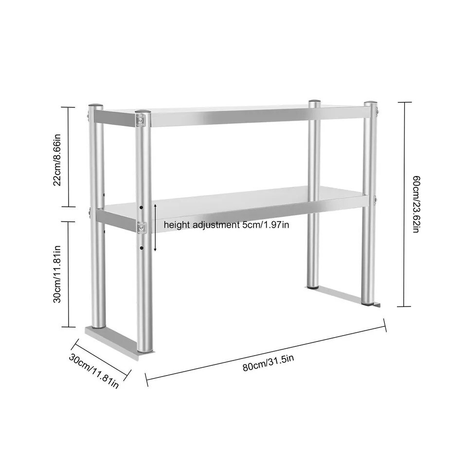 12&#x22; x 30&#x22; Stainless Steel Commercial Kitchen Prep Table with Double Overshelf