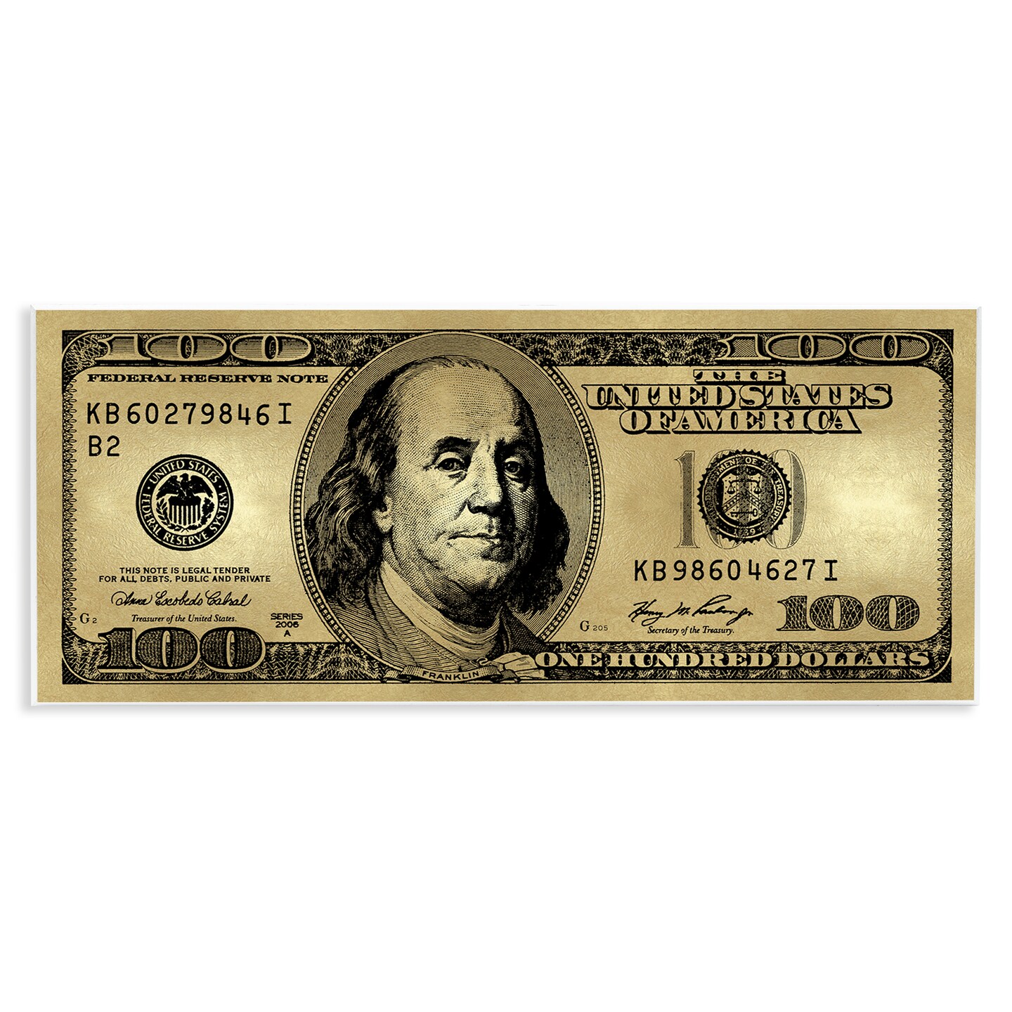 Stupell Industries Hundred Dollar Bill Wall Plaque Art Design by Madeline Blake