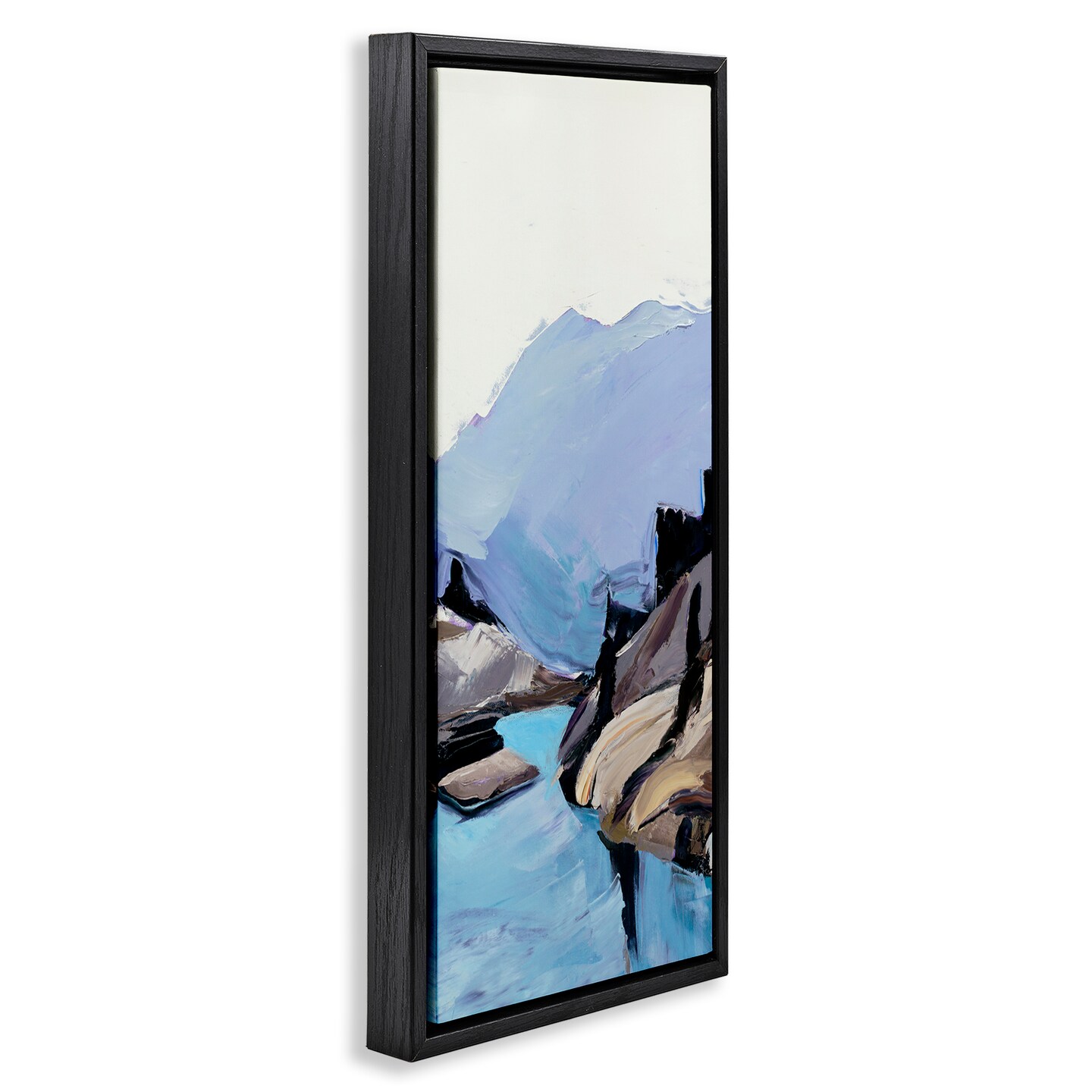 Stupell Industries Mountain River Abstraction Framed Floater Canvas Wall Art Design by Julie Denise