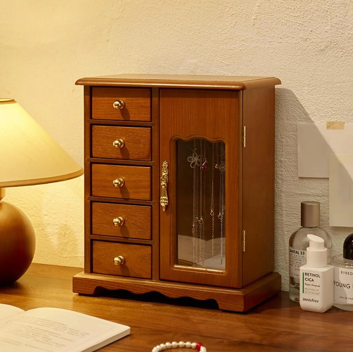 Large Wooden Jewelry Box With Drawers Wooden Jewelry Box With