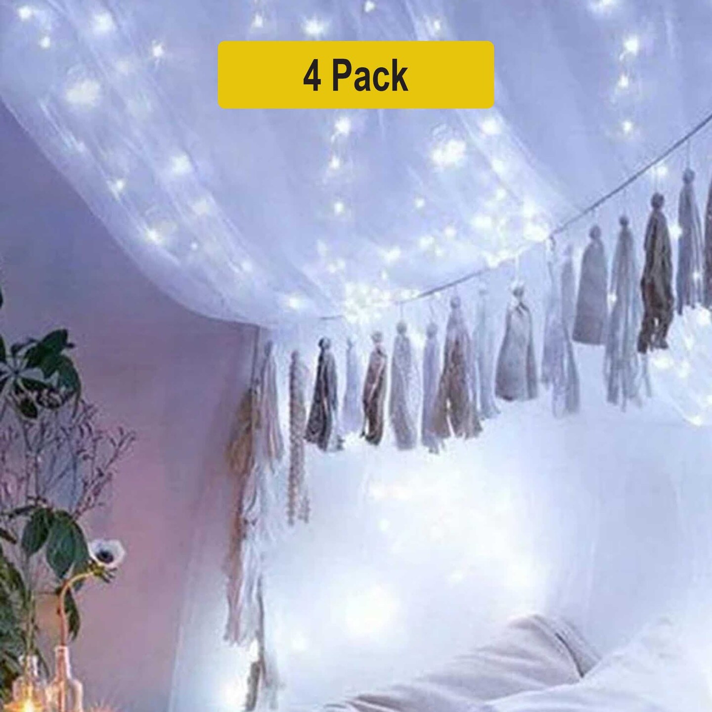 100 LED USB Silver Copper Fairy Lights — 34ft White Glow, Flexible & Bright