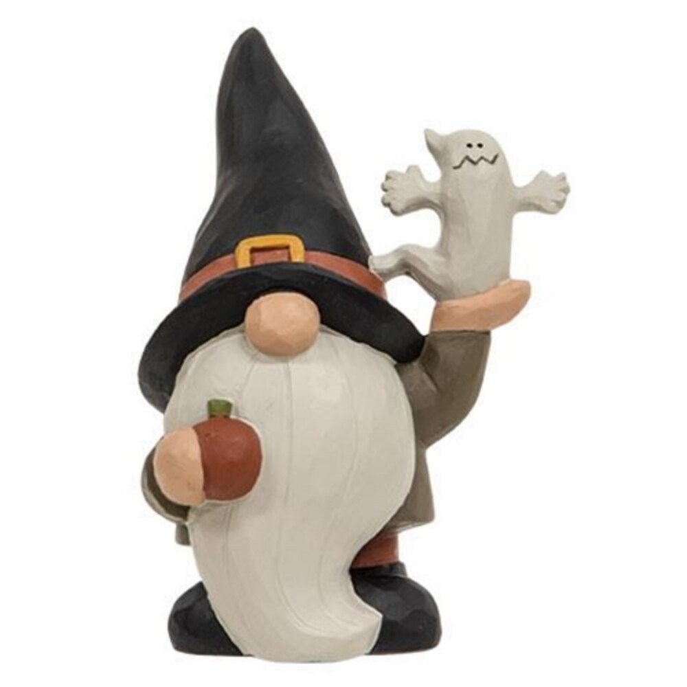 Resin Halloween Gnome With Ghost