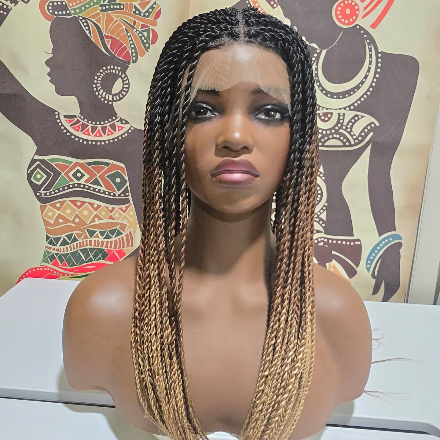 Zola Ombre Senegalese Twist Full Lace Crotchet Wig - Synthetic
