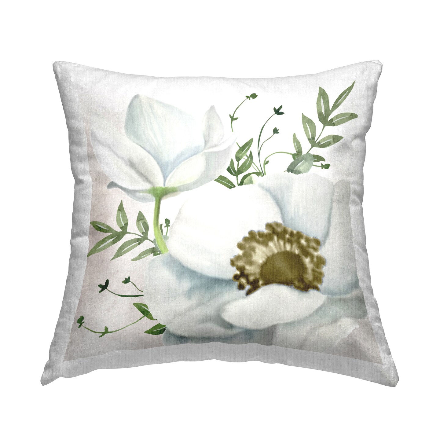 Magnolia & Leaf Sprigs Decorative Printed Throw Pillow Design by Kim Allen, 18 x 7 x 18