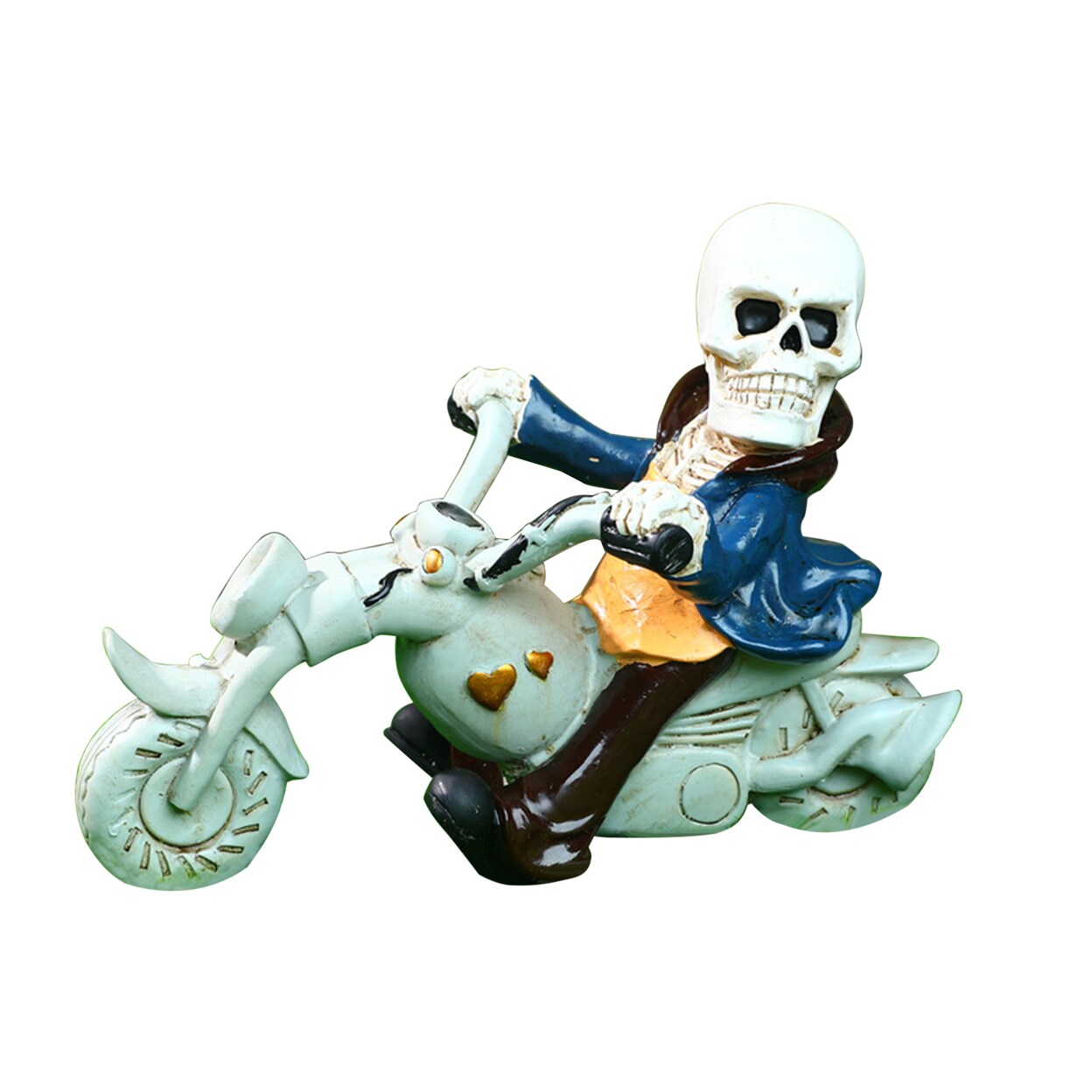 Halloween Skeleton Figurine Resin Skull Motorcycle Statue Spooky Desktop Centerpiece For Halloween Thanksgiving