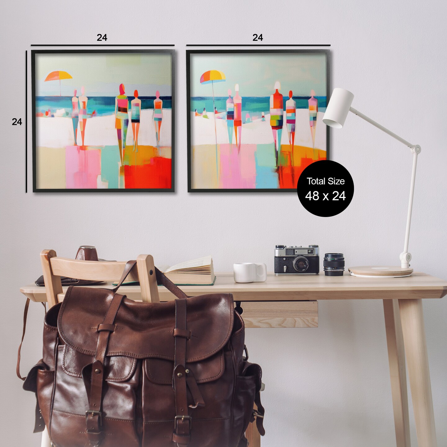 Stupell Industries Abstract Beach Goers  2 pc Framed Giclee Wall Art Set Design by Irena Orlov