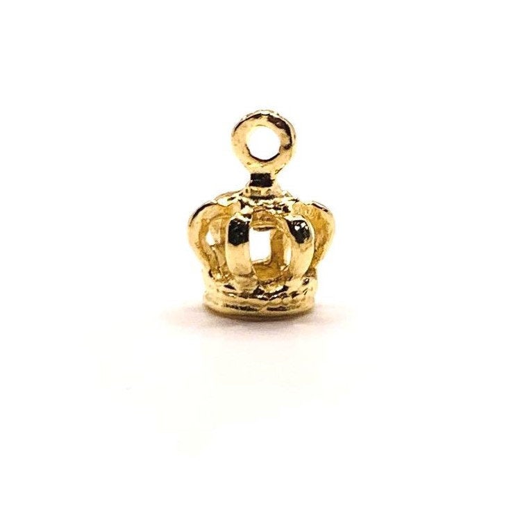 4, 20 or 50 Pieces: Gold 3D Crown Charms
