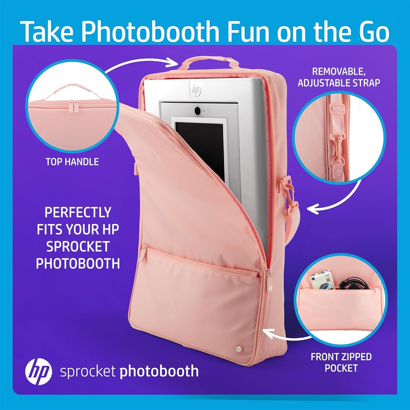 HP Sprocket Photobooth 3x4" Photo Printer Bundle w/Zink Paper, Case, Screen Protector & More