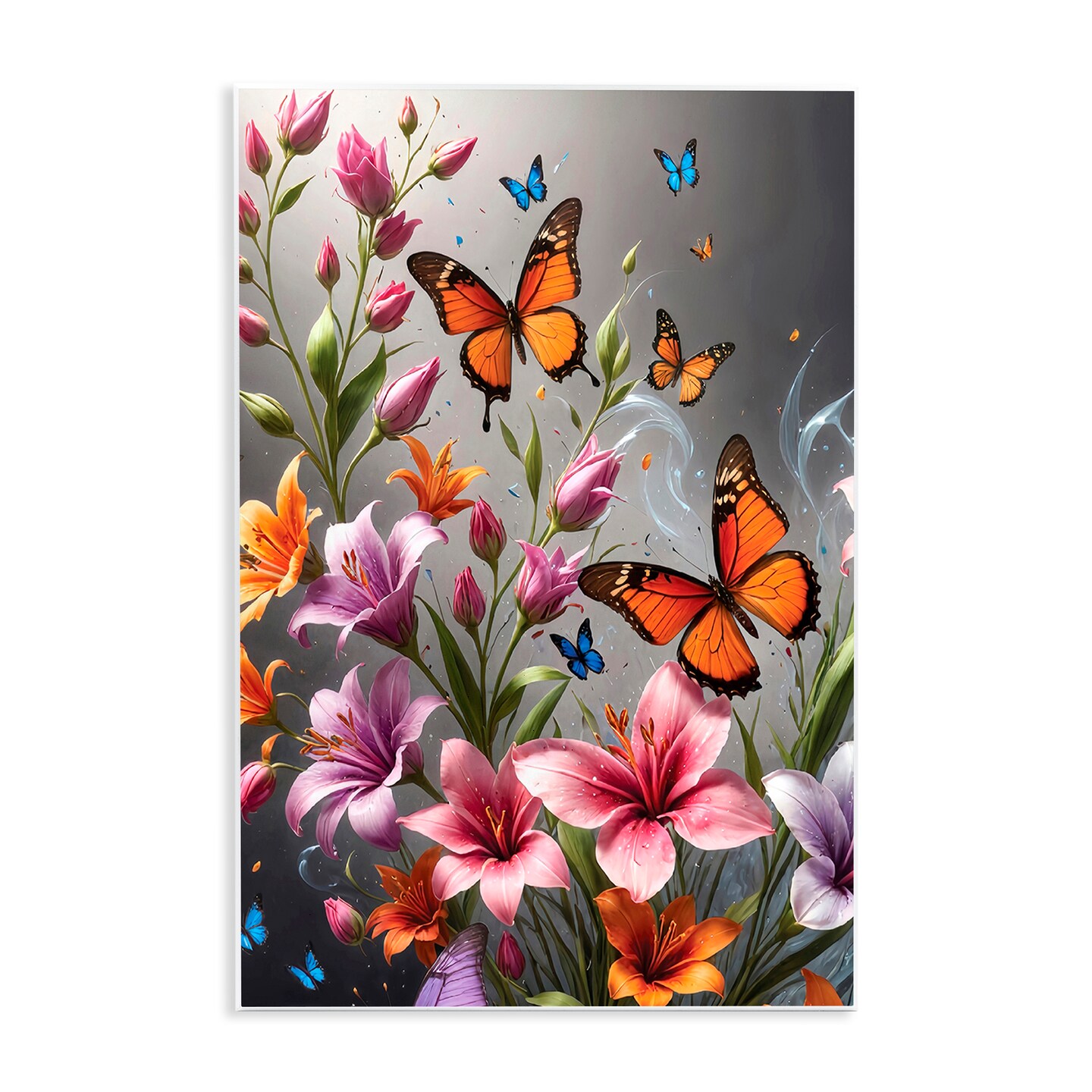Stupell Industries Monarch Butterflies & Lilies Wall Plaque Art Design by Yuri Khrushch