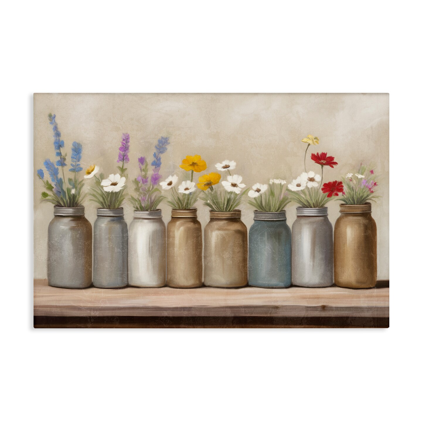 Stupell Industries Jars with Wildflowers Canvas Wall Art Design by Kim Allen