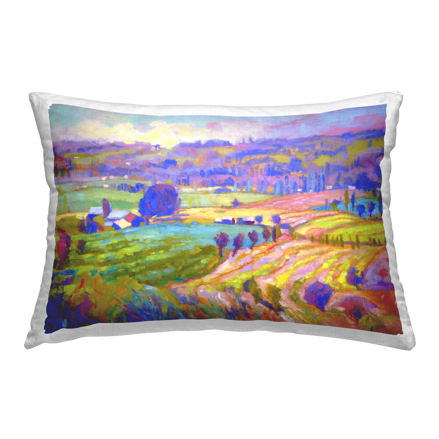 Classic Farm Purple Accents Decorative Printed Throw Pillow Design by Dorothy Fagan, 14 x 7 x 20
