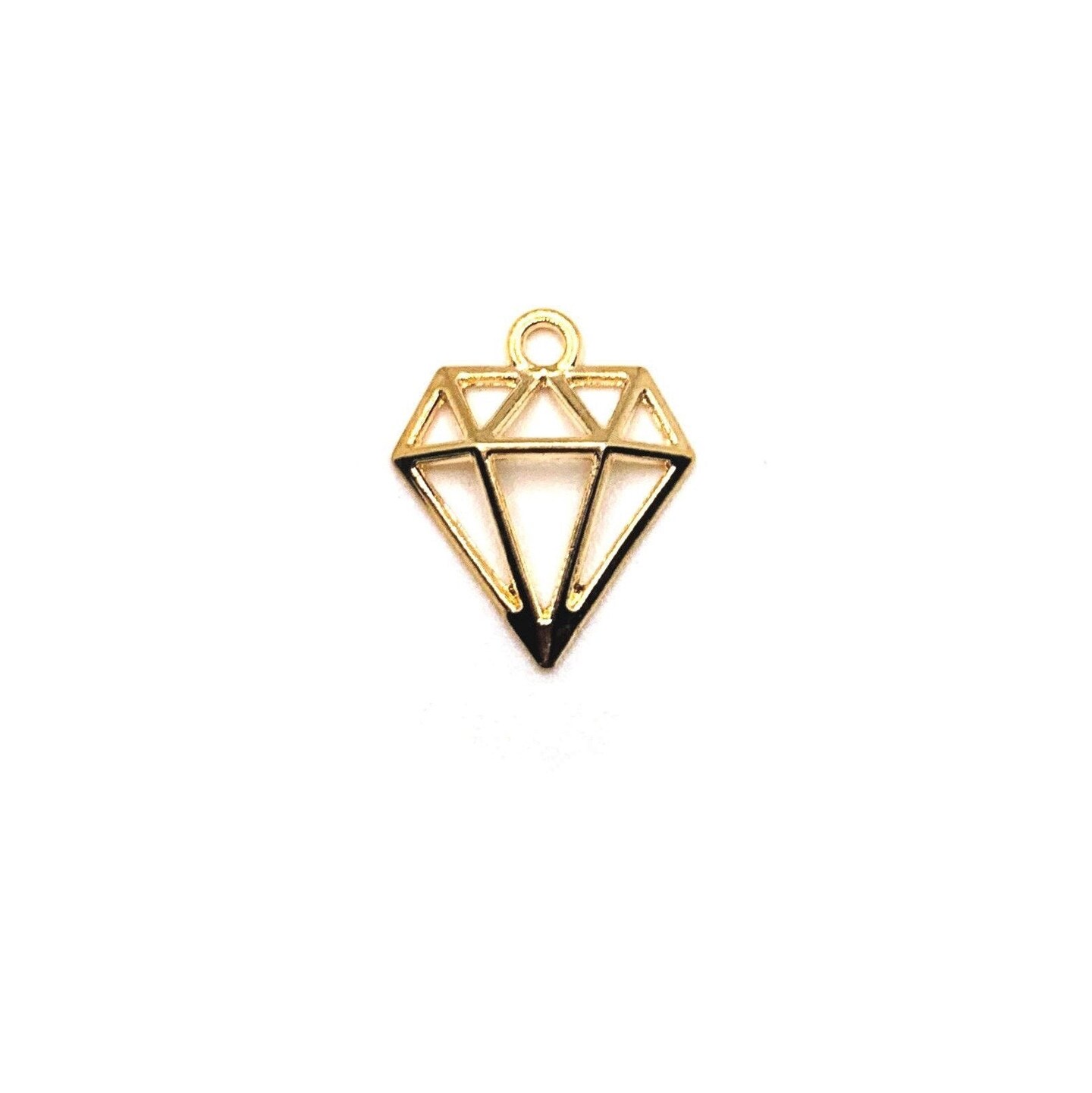 4, 20 or 50 Pieces: Gold Diamond Shape Charms