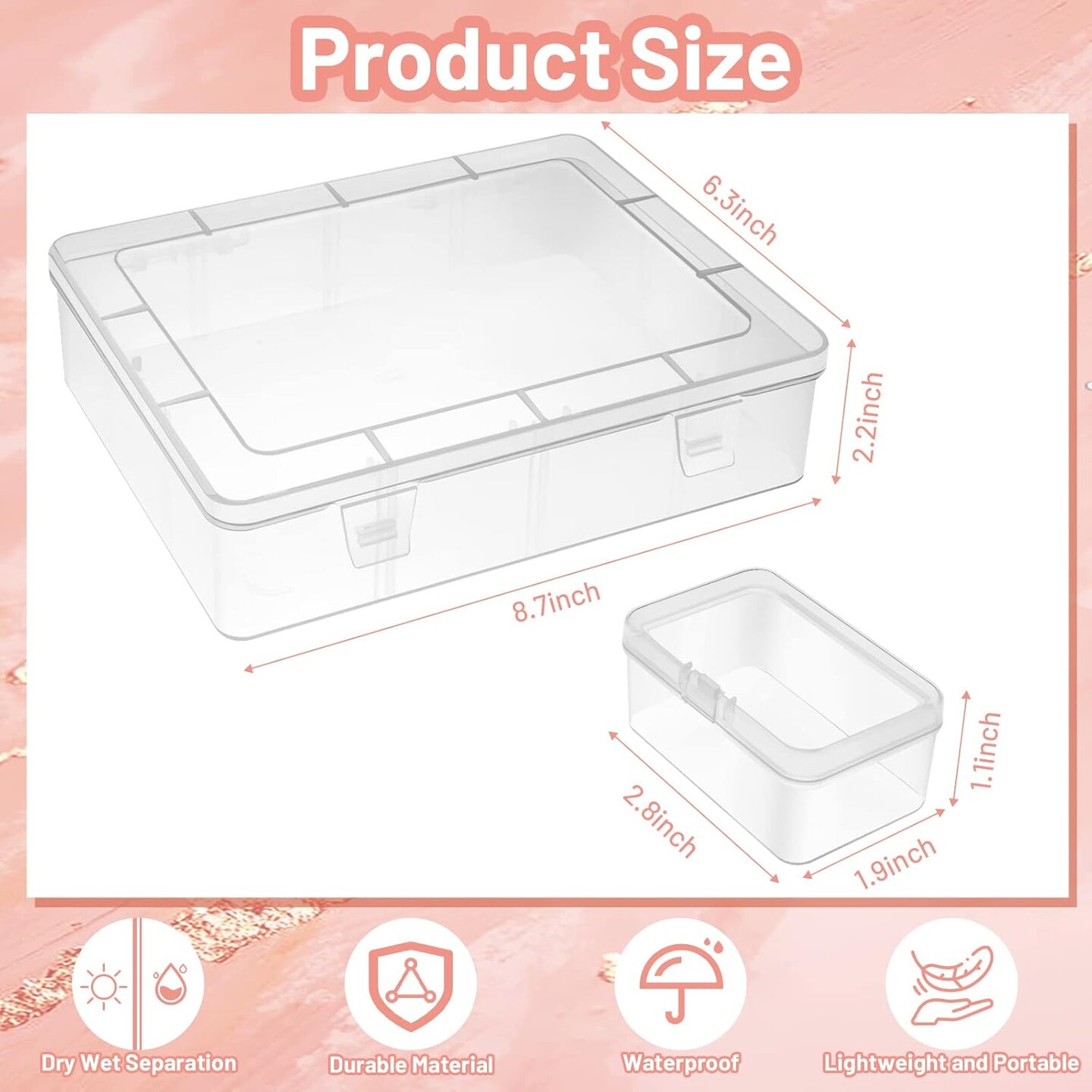 Small Plastic Storage Box, 13 Pieces Plastic Storage Cases Bead Organizers Boxes with Lid Mini Rectangles Boxes Craft Supply Case Bead Containers for Organizing
