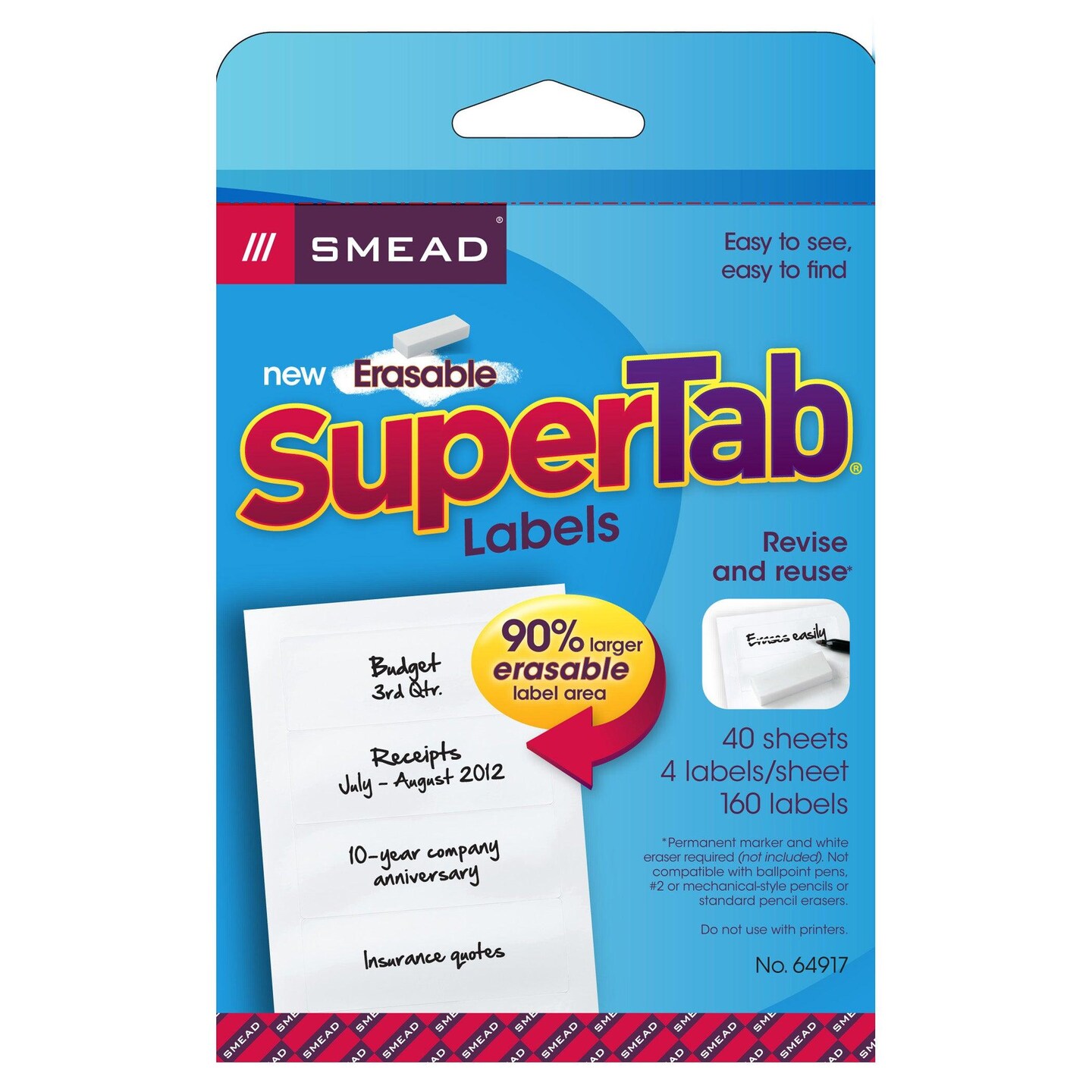 Erasable SuperTab&#xAE; File Folder Labels, White, 160 Labels