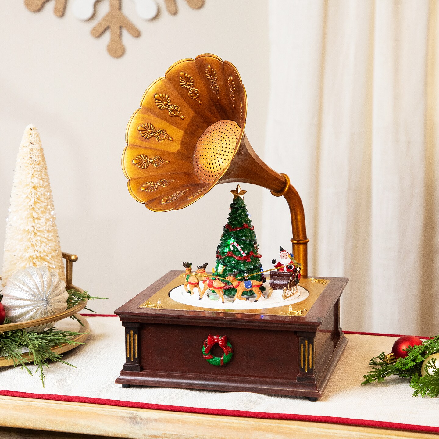 Northlight LED Lighted and Musical Gramophone Animated Christmas Decoration - 14"