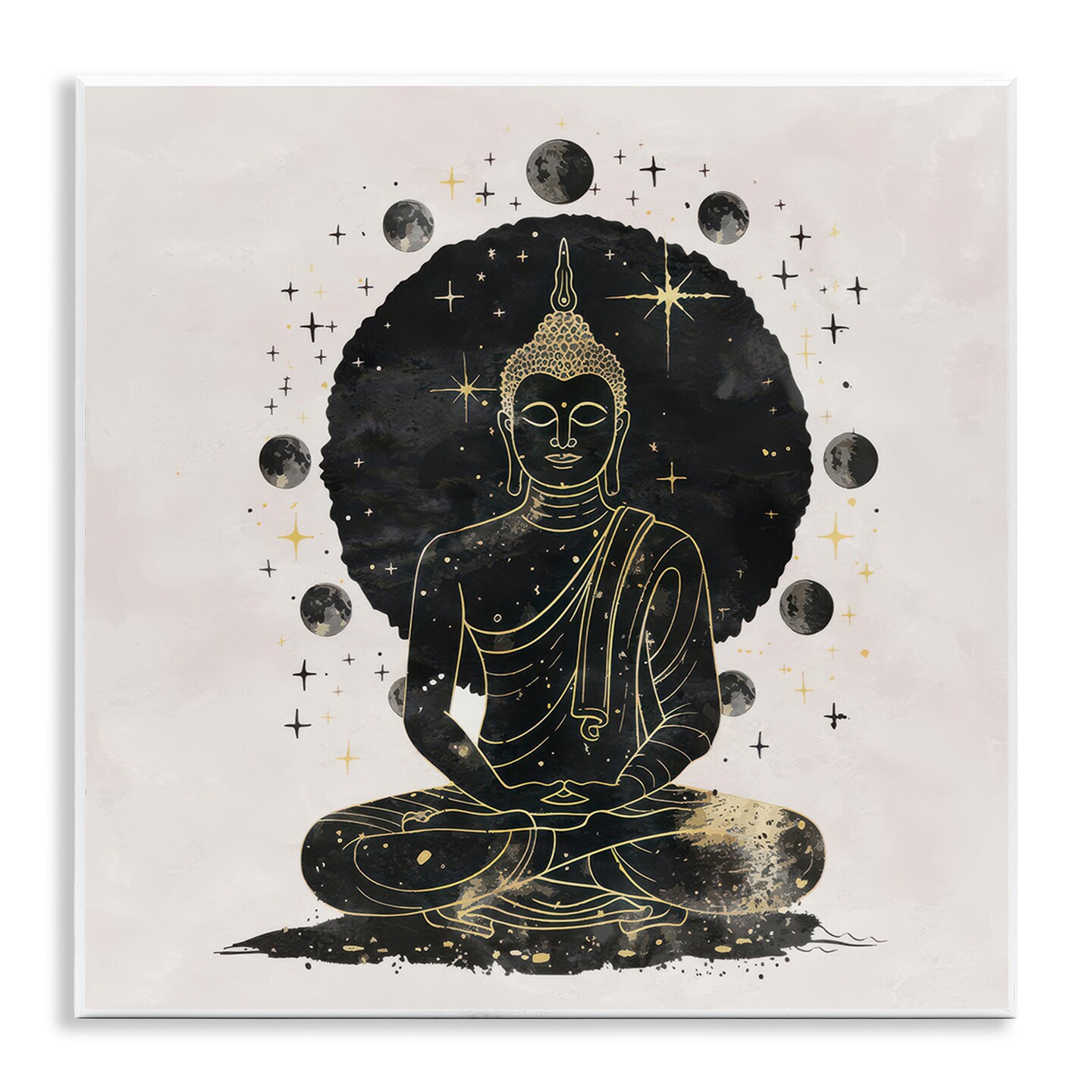 Stupell Industries Gilded Sitting Buddha Wall Plaque Art Design by Nina Blue