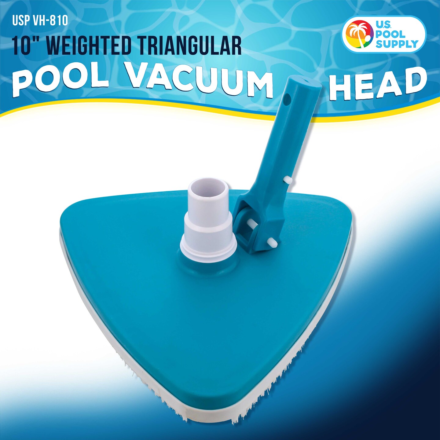U.S. Pool Supply Weighted Triangular Pool Vacuum Head with Swivel Connection, Pole Handle, Protection Bumper, Above Ground &#x26; In-Ground Swimming Pools