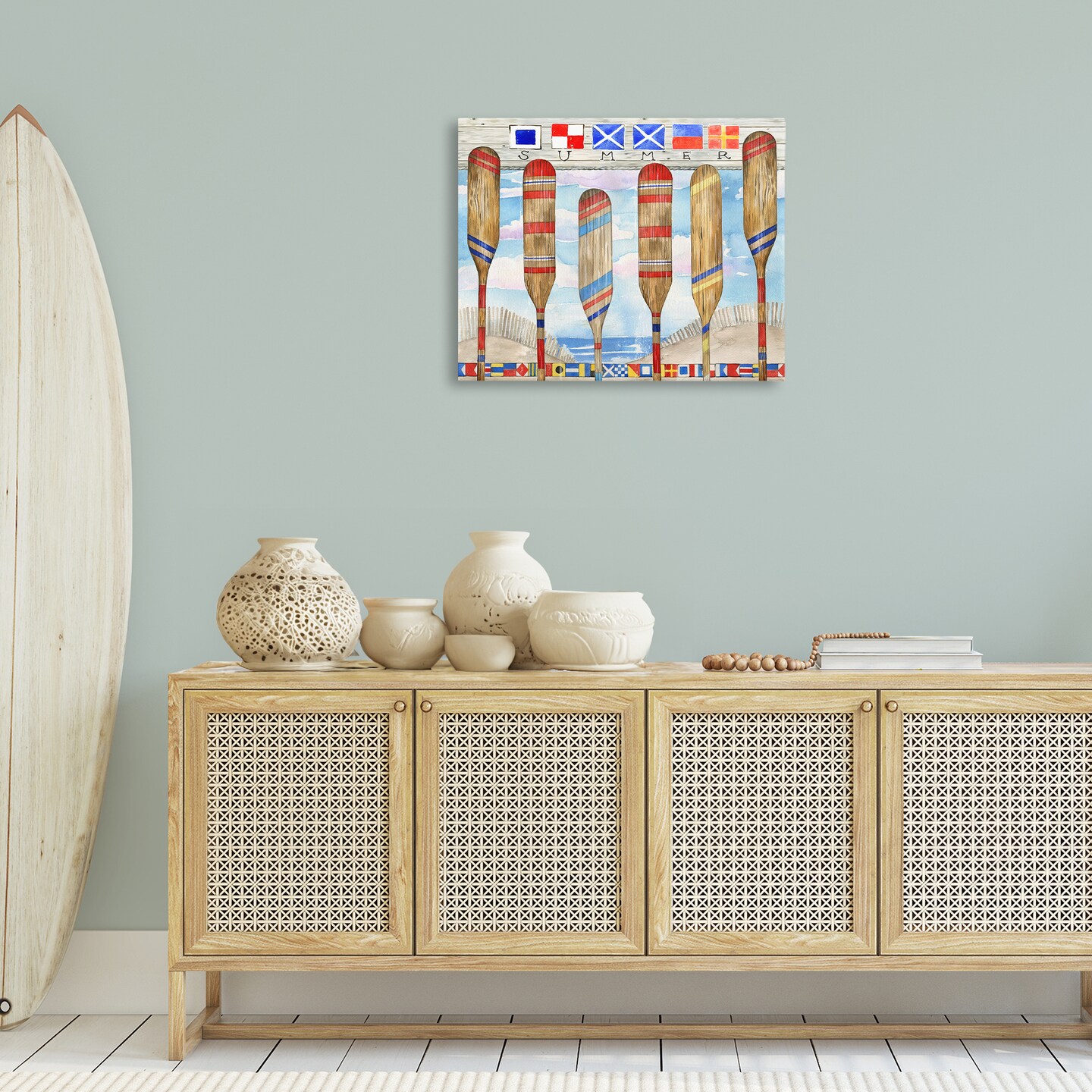 Stupell Industries Nautical Flags &#x26; Paddles Canvas Wall Art Design by Ronnie Rooney