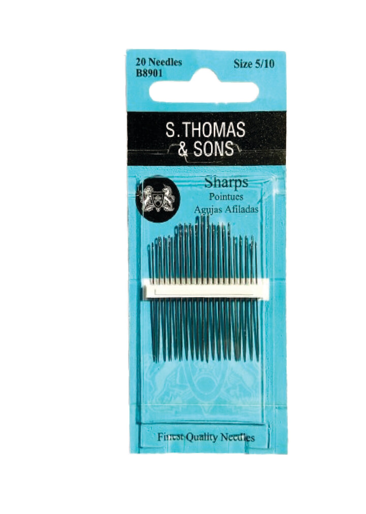 Hand Sewing Needles -- Sharps --- Assorted Sizes: 5-10 --- by S. Thomas & Sons®
