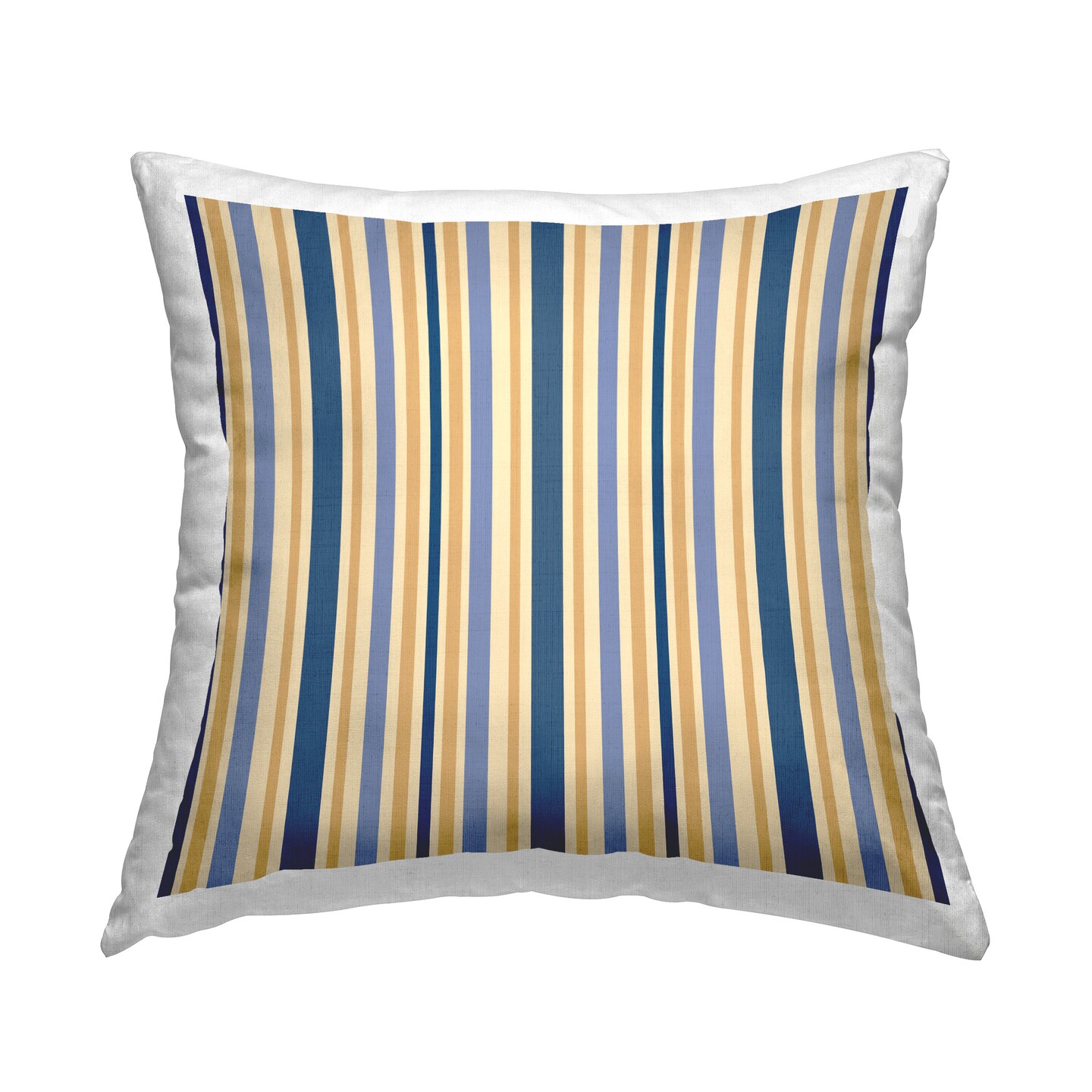 Blue &#x26; Ochre Pinstripes Design by Gail Fraser Throw Pillow 