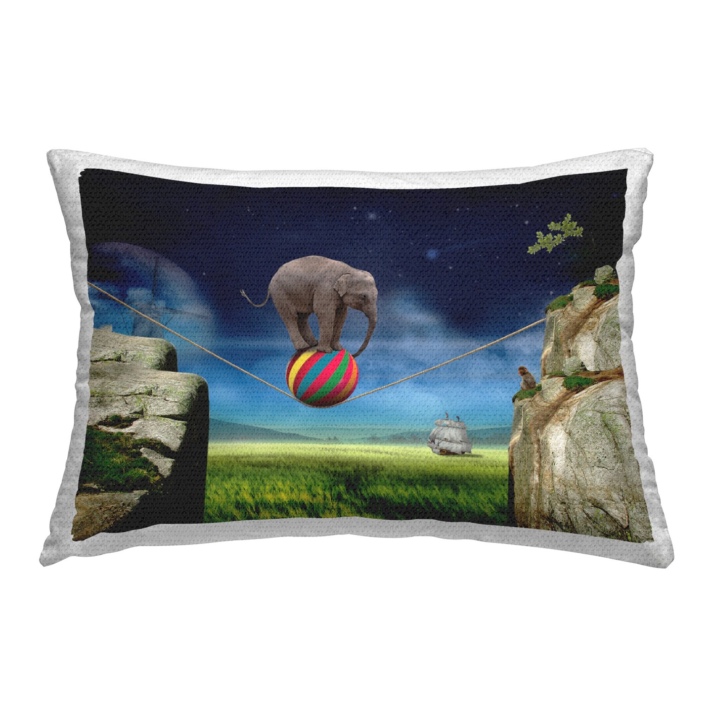 Surrealist Balancing Elephant Design by Noble Works Outdoor Printed Pillow 