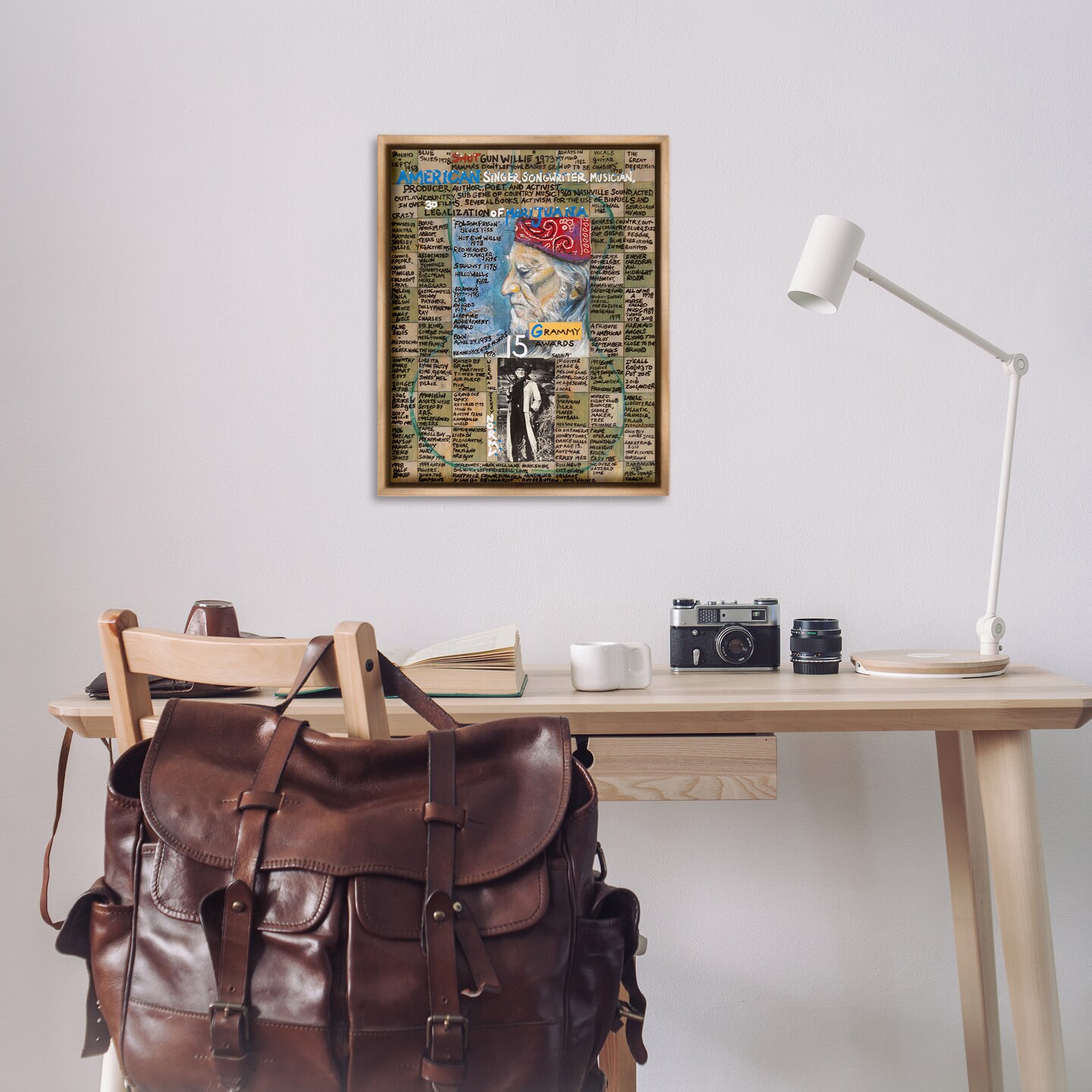 Stupell Industries Willie Nelson Collage Framed Floater Canvas Wall Art Design by Sabin
