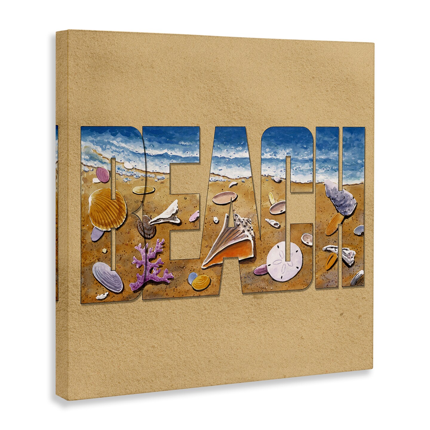Stupell Industries Beach Letters Outline Canvas Wall Art Design by Art Brands Holdings, LLC.