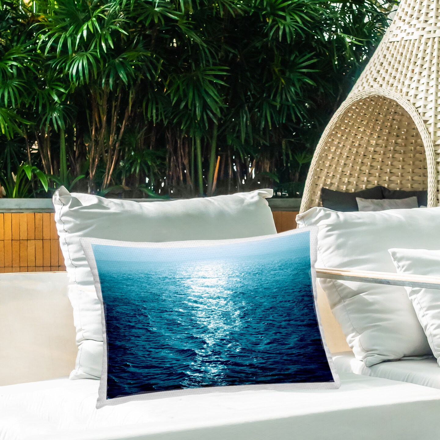 Sun Reflected Ocean Ripples Outdoor Printed Pillow Design by Maggie Olsen, 14 x 7 x 20