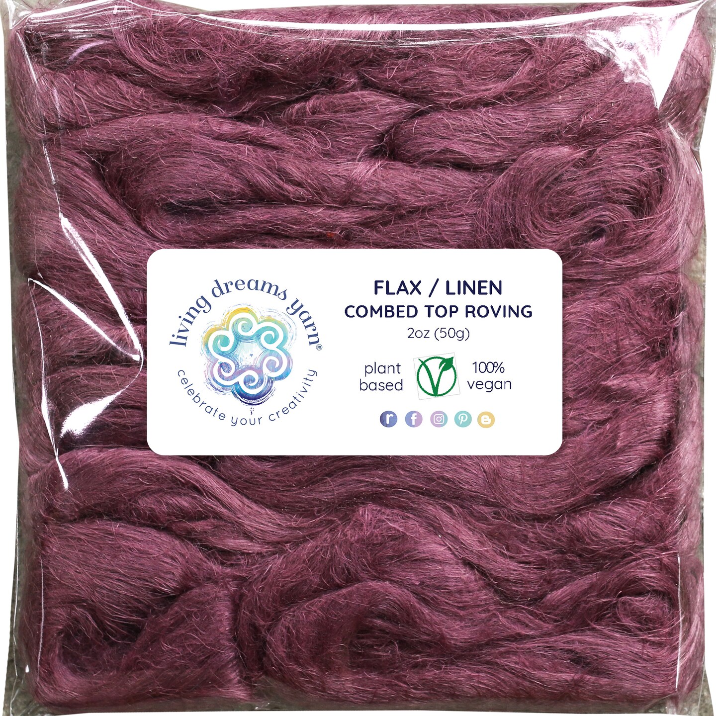 Flax/Linen - Beautifully Dyed Vivid Colors, Combed Top Roving for Spinning, Blending, Felting, Weaving.