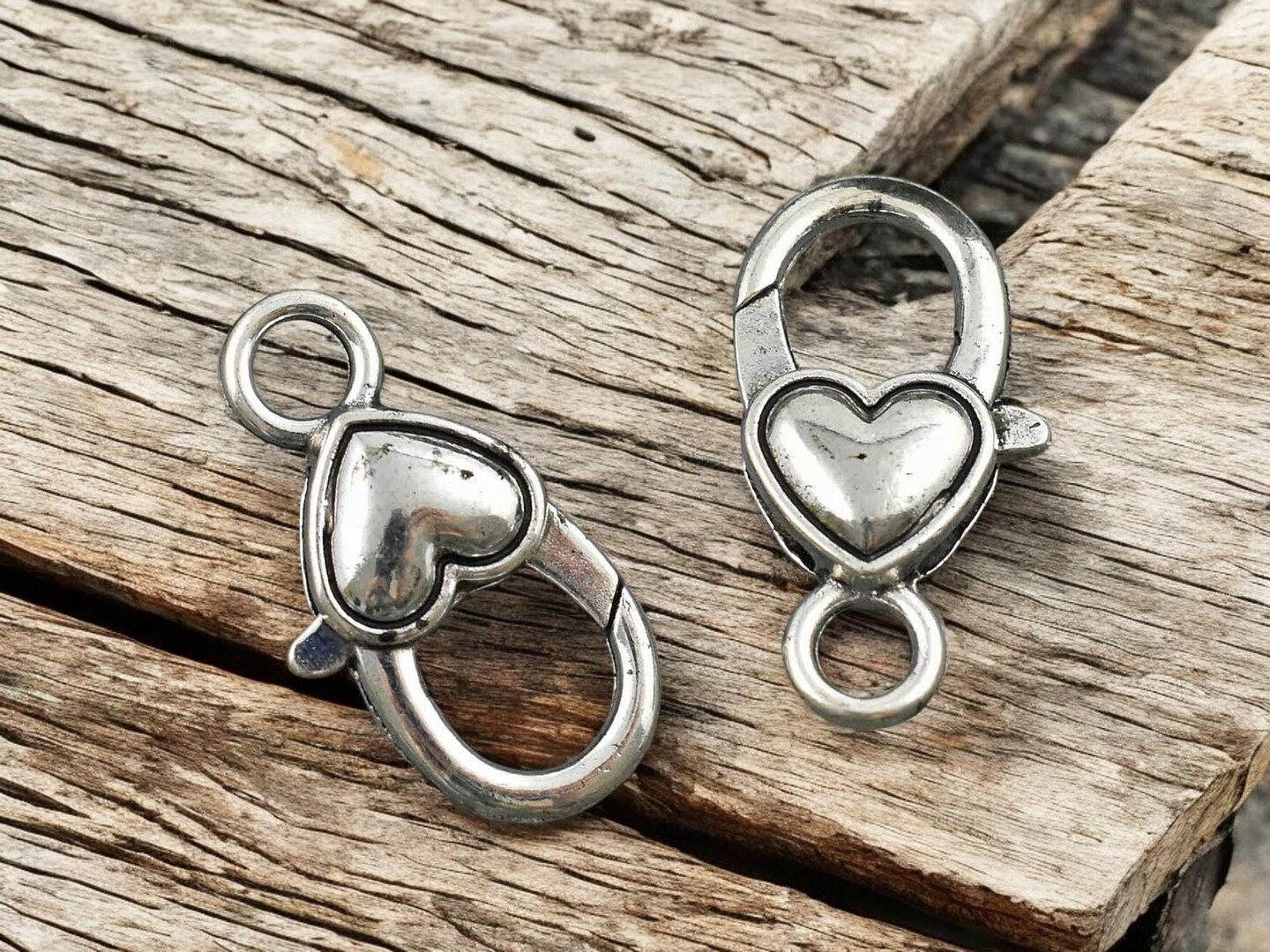 *10* 21x12mm Antique Silver Heart Lobster Clasps