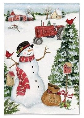 Snowman On The Farm Garden Flag