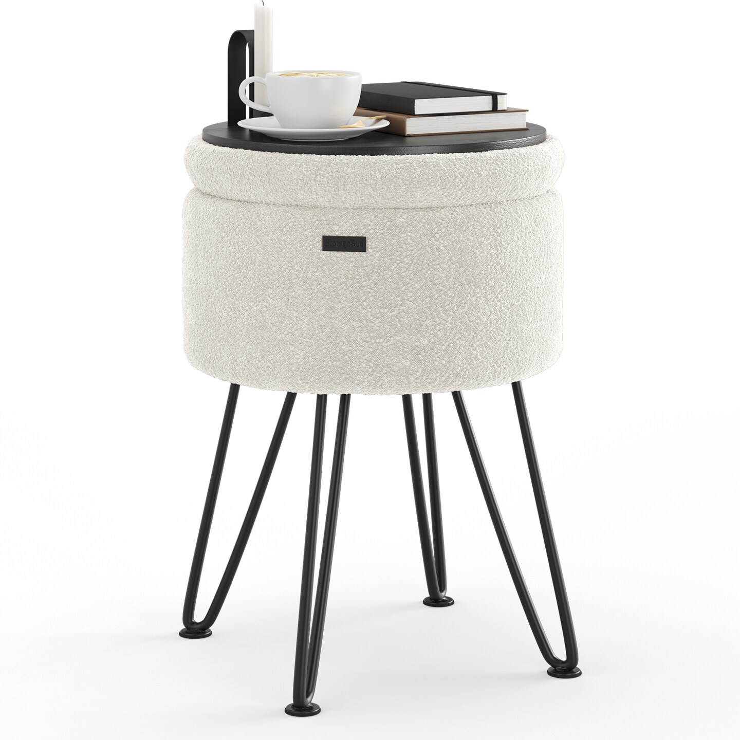 StorageBud Round Ottoman with Storage
