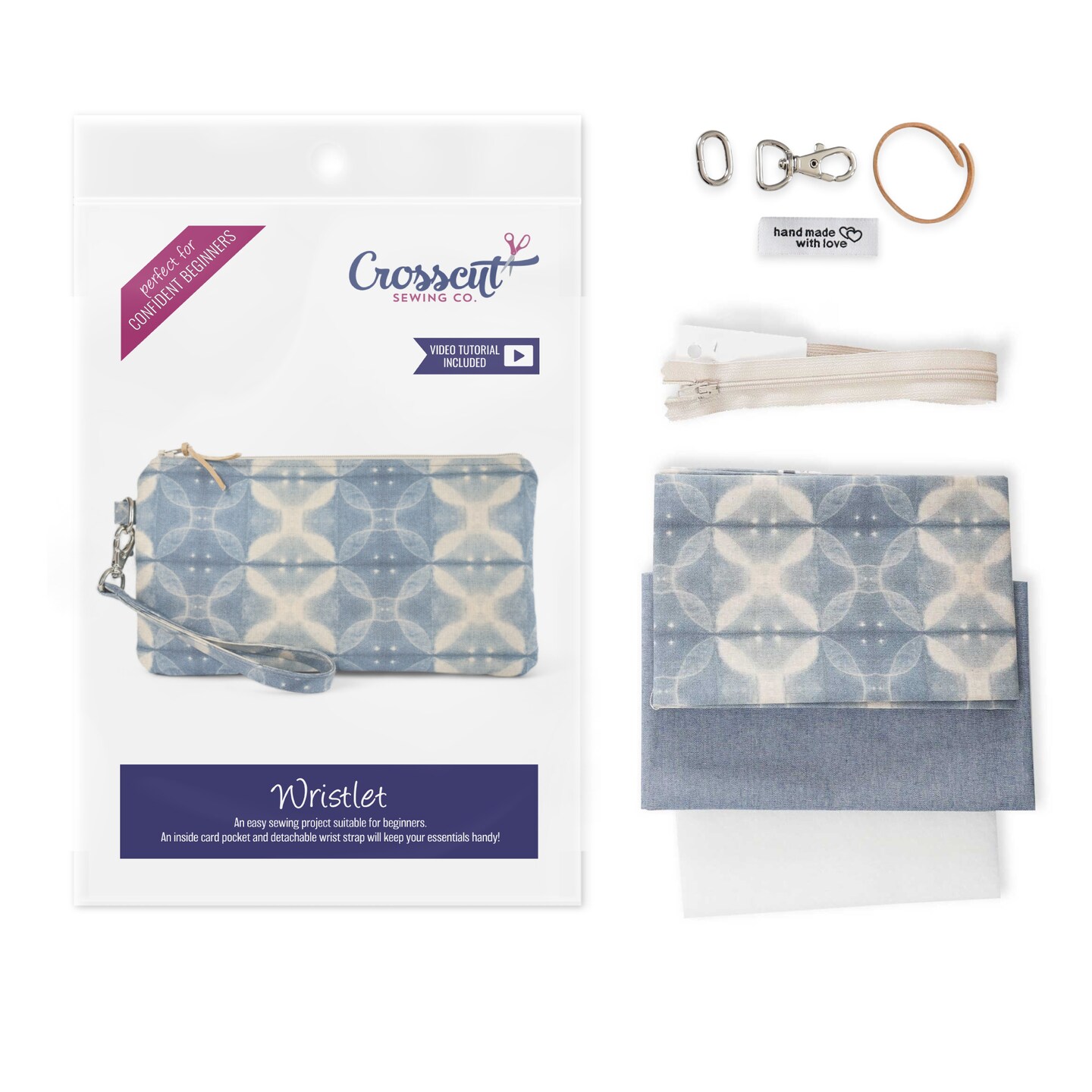 Crosscut Sewing Co.&#xAE; Wristlet Sewing Kit - Beginner Sewing Project Kit