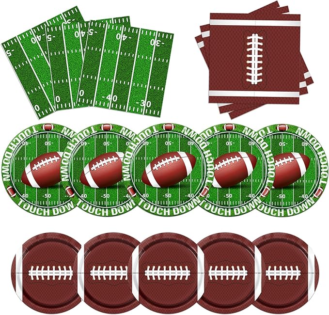 100-Count Football Party Napkins - 2 Designs, 13x13 Inch, For Super Bowl Tailgate & Sports Decor