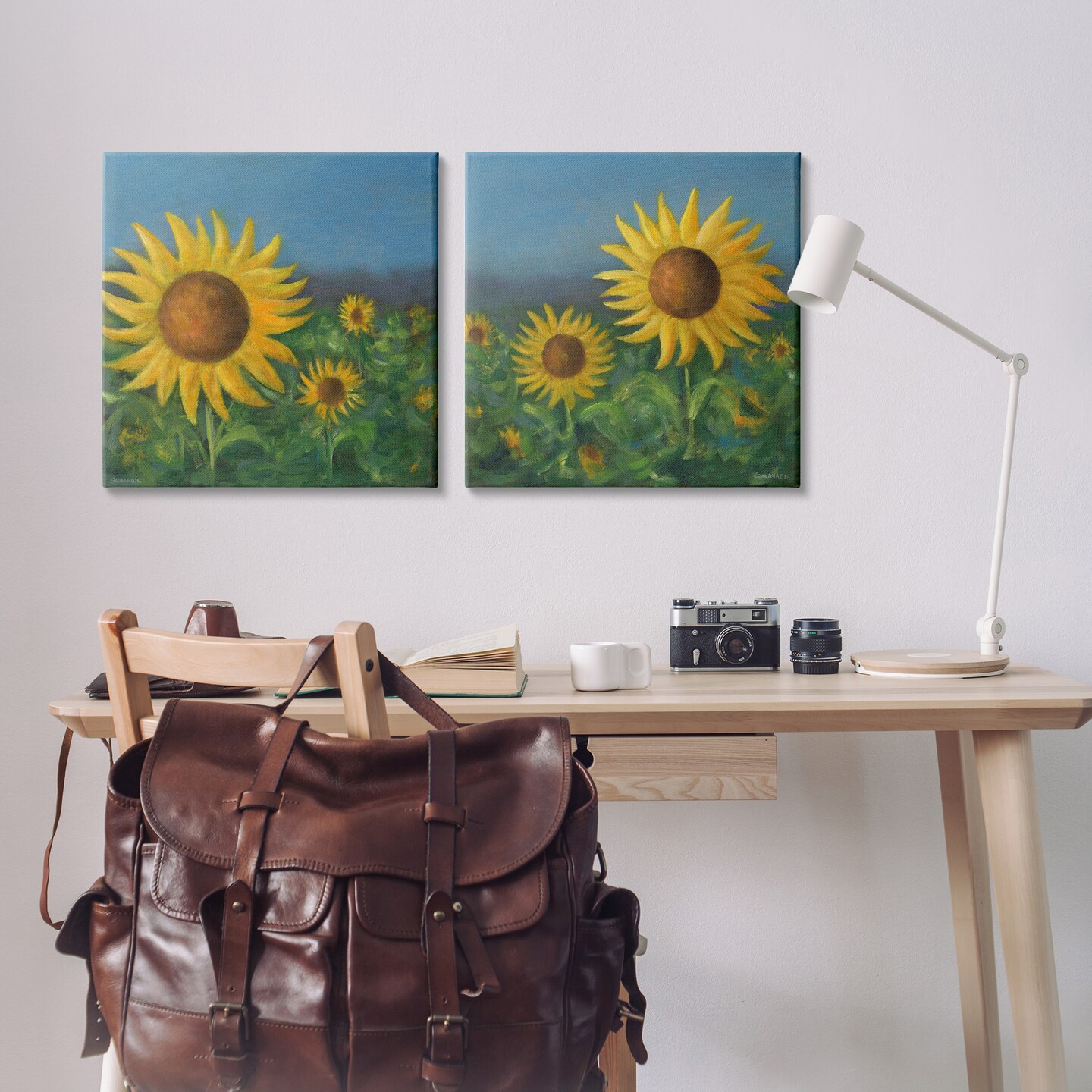 Stupell Industries Gorgeous Sunflower Field  2 pc Canvas Wall Art Set Design by David Swanagin