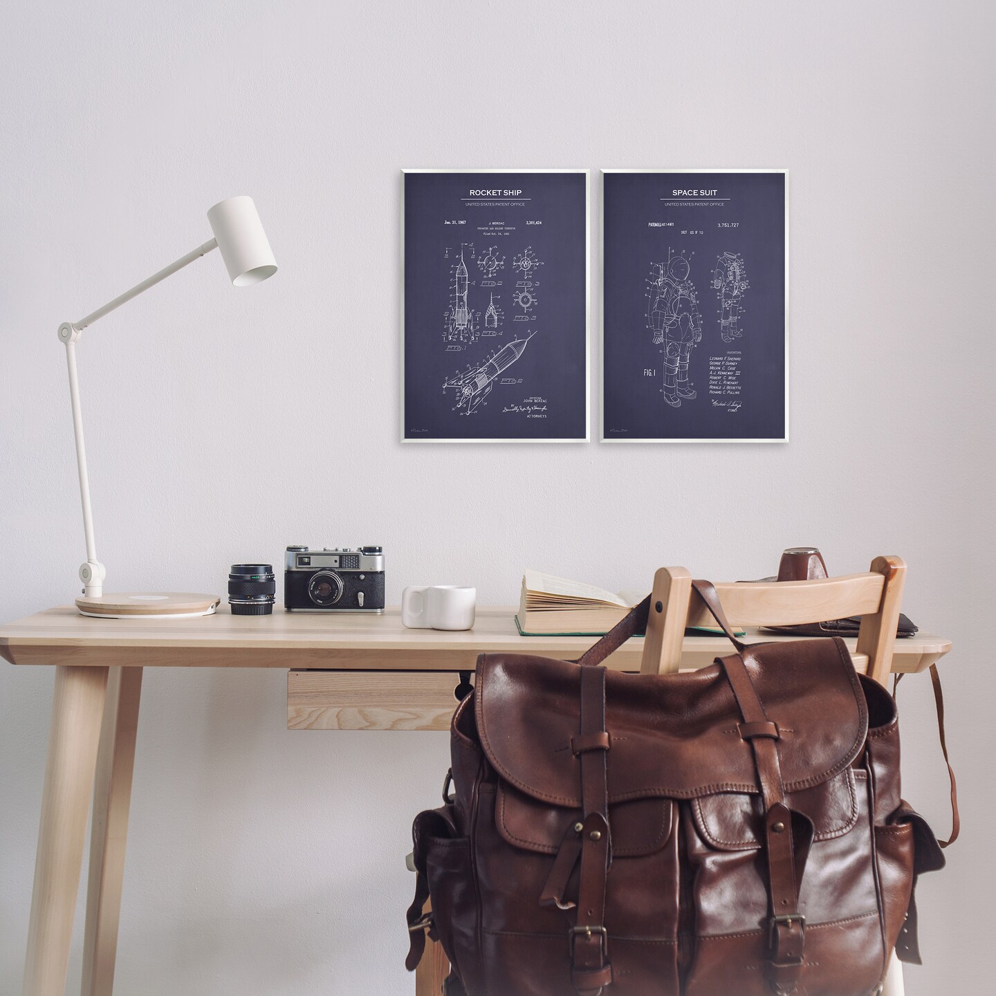 Stupell Industries Rocket Space Suit Diagram  2 pc Wall Plaque Art Set Design by Susan Ball
