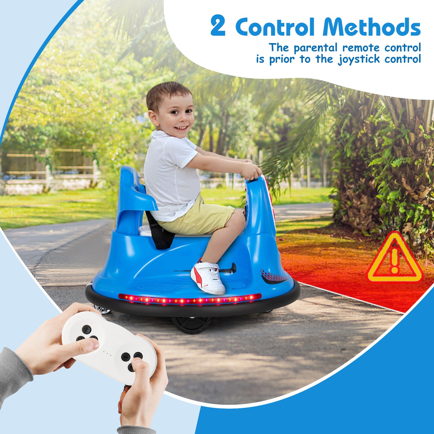 12V Kids Ride On Bumper Car with Remote Control Lights and Music