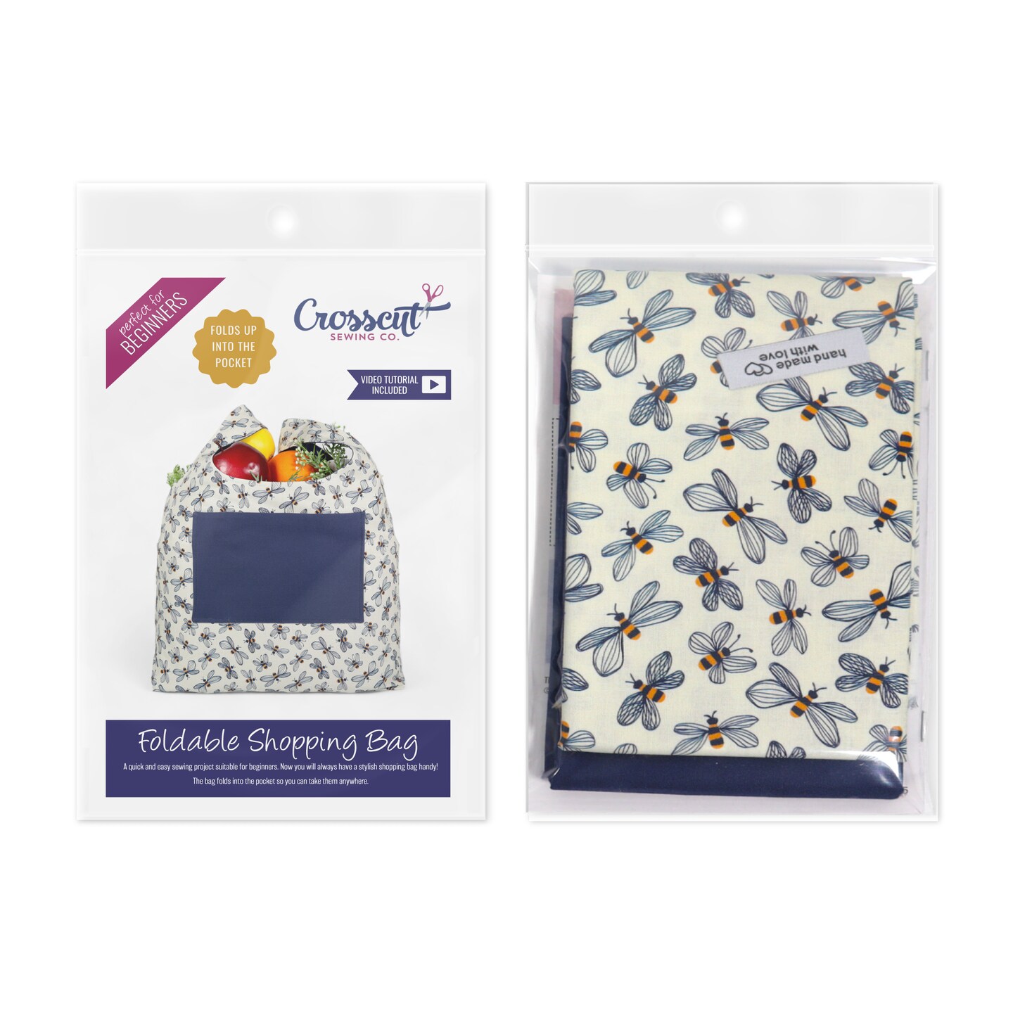 Crosscut Sewing Co.&#xAE; Foldable Shopping Bag Sewing Kit - Beginner Sewing Project Kit