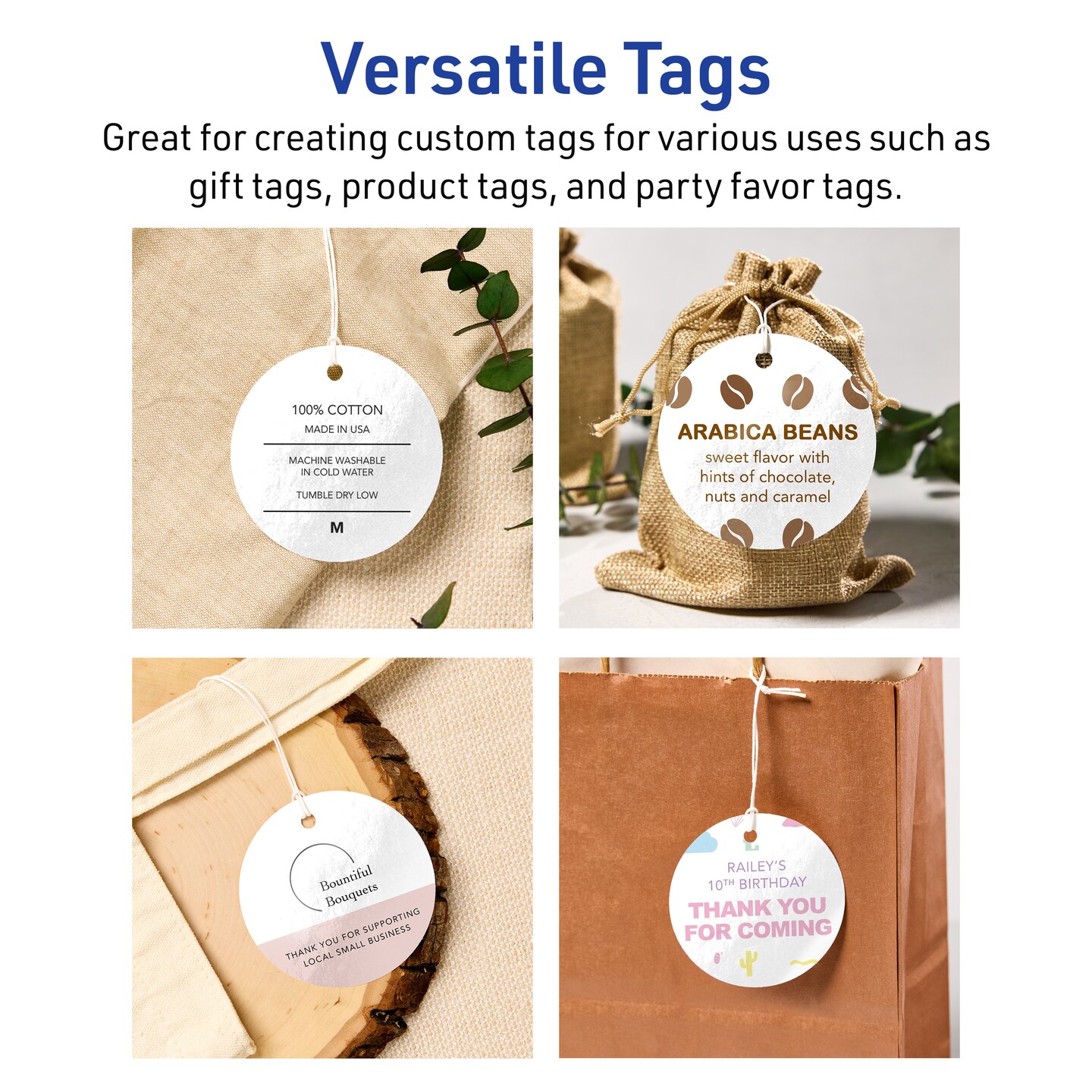 3&#x22; Diameter Round, Glossy White Printable Tags
