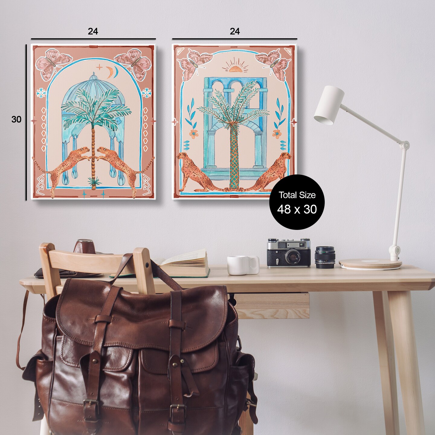 Stupell Industries Doorway Cheetah Palms 2 pc Canvas Wall Art Set Design by Melissa Wang