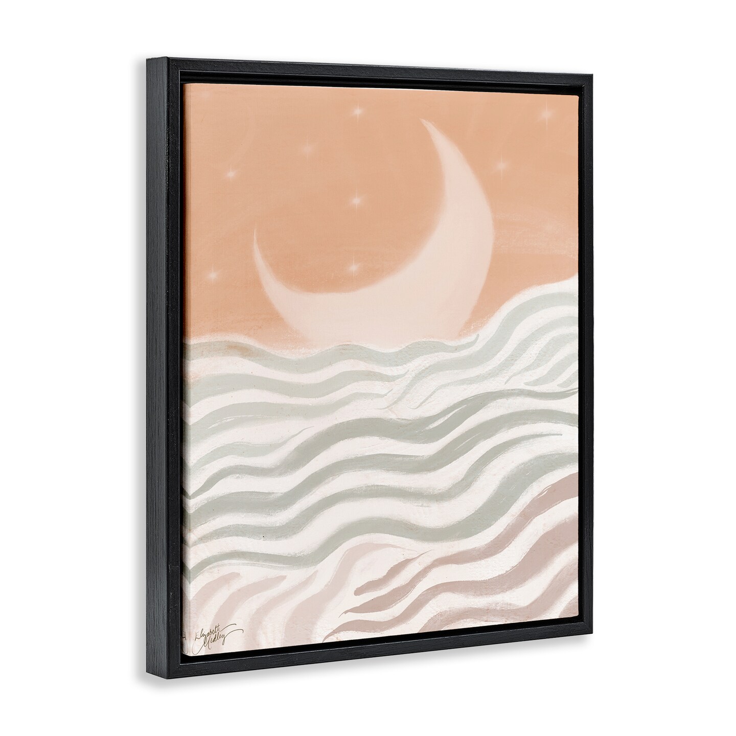 Stupell Industries Crescent Moon over Sea Framed Floater Canvas Wall Art Design by Elizabeth Medley