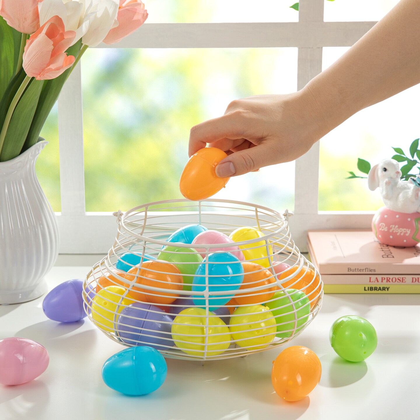 120 PCS/ 180 PCS Easter Plastic Fillable Eggs in 6 Assorted Colors