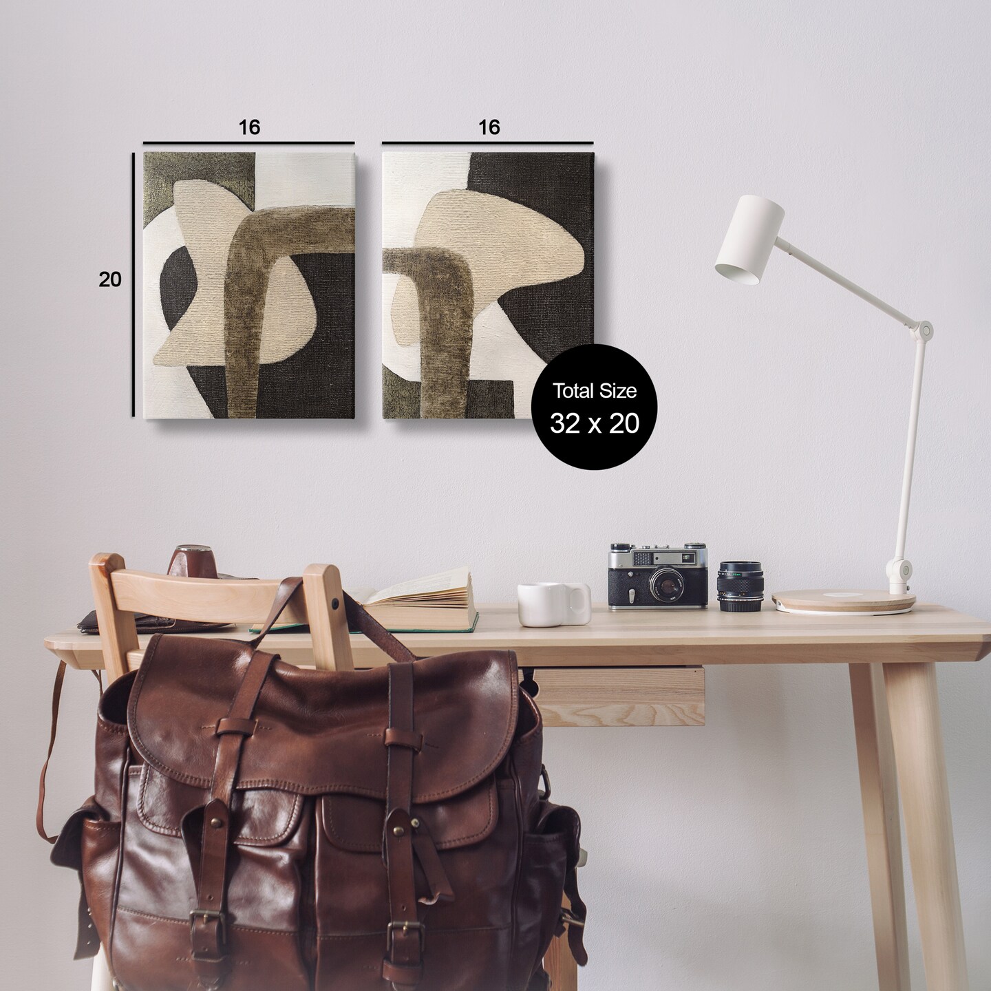 Stupell Industries Minimalist Brown Beige Shapes 2 pc Canvas Wall Art Set Design by Vanna Lam